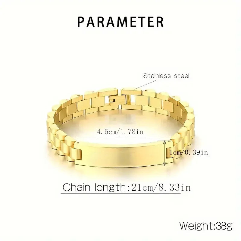 Men's Personalized 304L Stainless Steel Bracelet - Customizable Punk and Letter Engraving - Best Gift for Boyfriend or Father