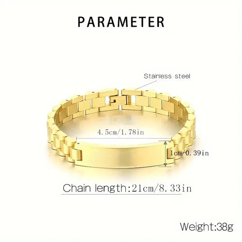Men's Personalized 304L Stainless Steel Bracelet - Customizable Punk and Letter Engraving - Best Gift for Boyfriend or Father