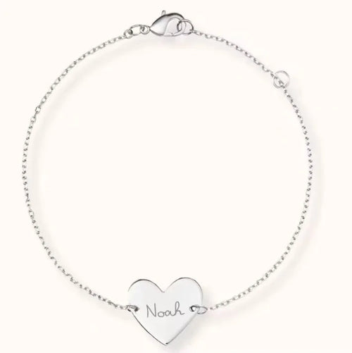 DOREMI Custom Heart Name Bracelet Stainless Steel Personalized Engraved Initial Date Link Chain Bracelets for Women