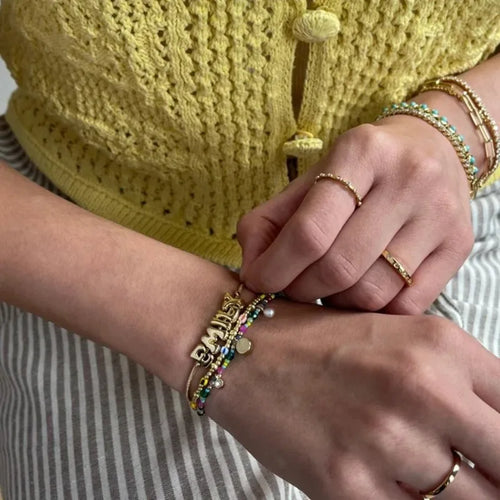 Custom Bubble Letter Slider Bracelet-Personalized Balloon Zirconia Stacking Adjustable Bracelet Jewelry Christmas Gift For Women